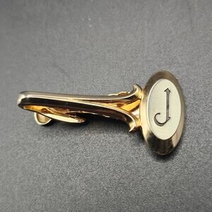 Hickok USA Initial J Monogram Gold Tone Tie Clip Bar 1.5in Mens Accessory Gift